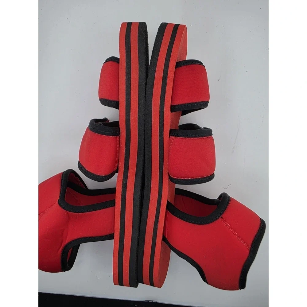 Jeffrey Campbell Red Black Neoprene Platform Sport Sandals Womens 9/10